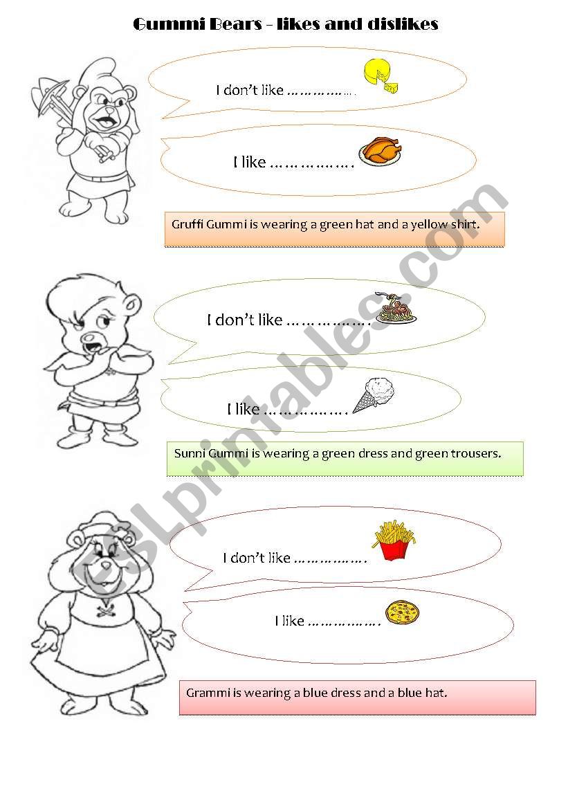 Gummi Bears worksheet