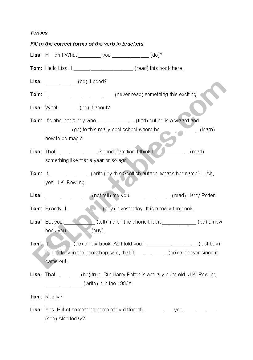 Mixed Tenses Exercise - Dialogue