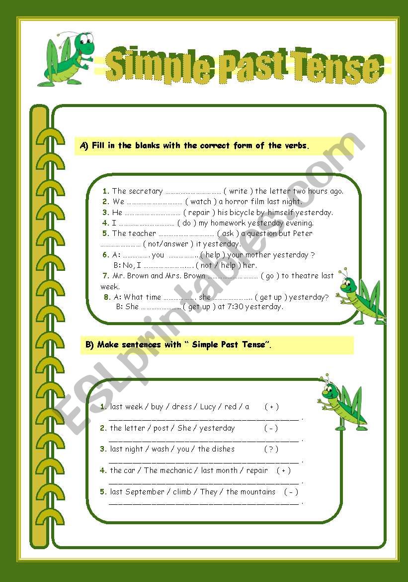 simple past tense worksheet