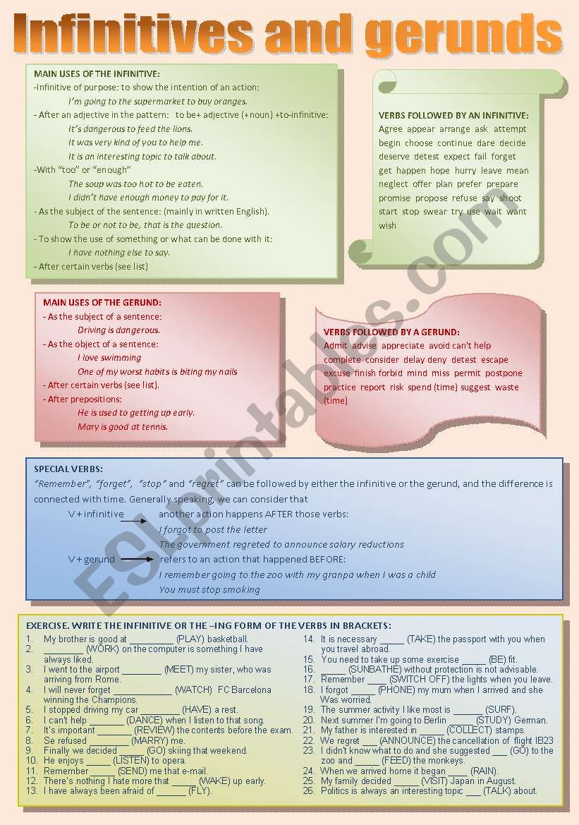 infinitives and gerunds worksheet