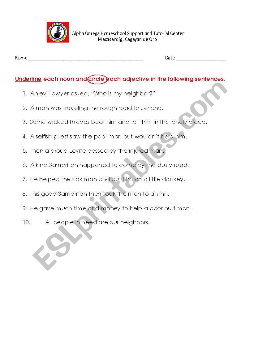 Adjectives worksheet