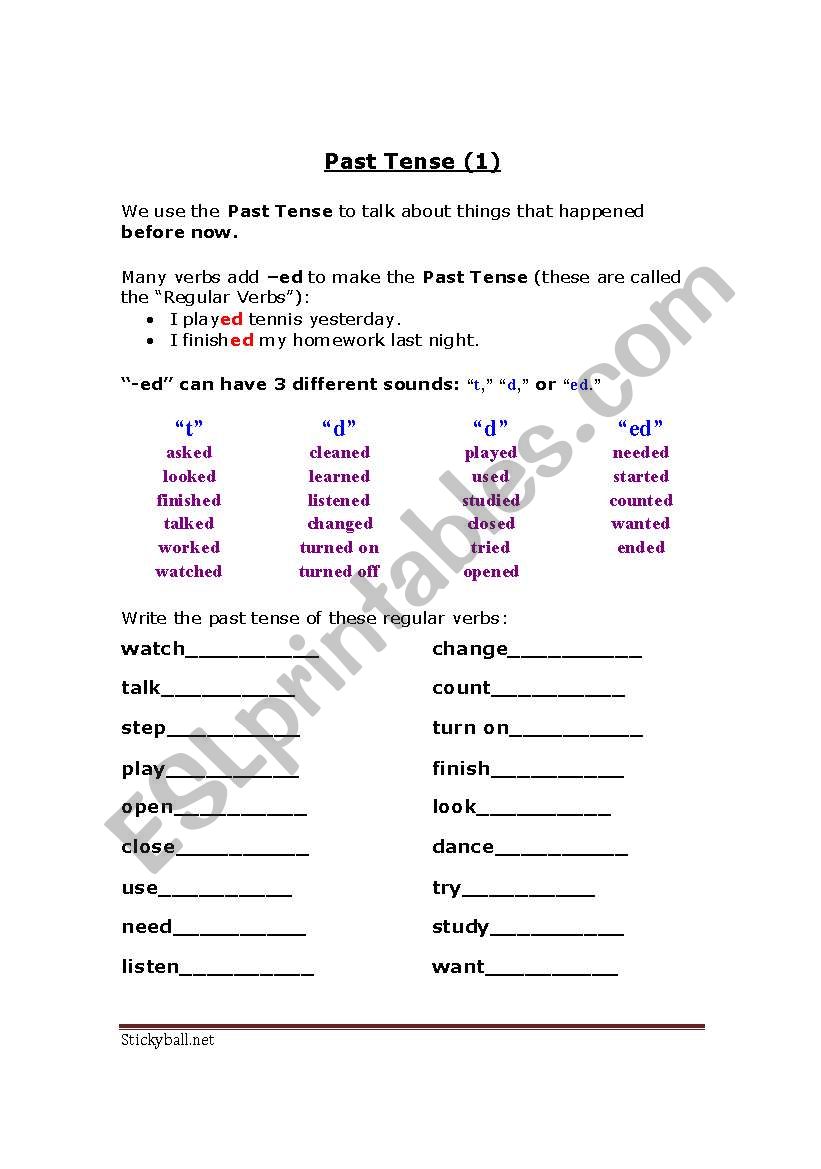 Past Tense Simple worksheet