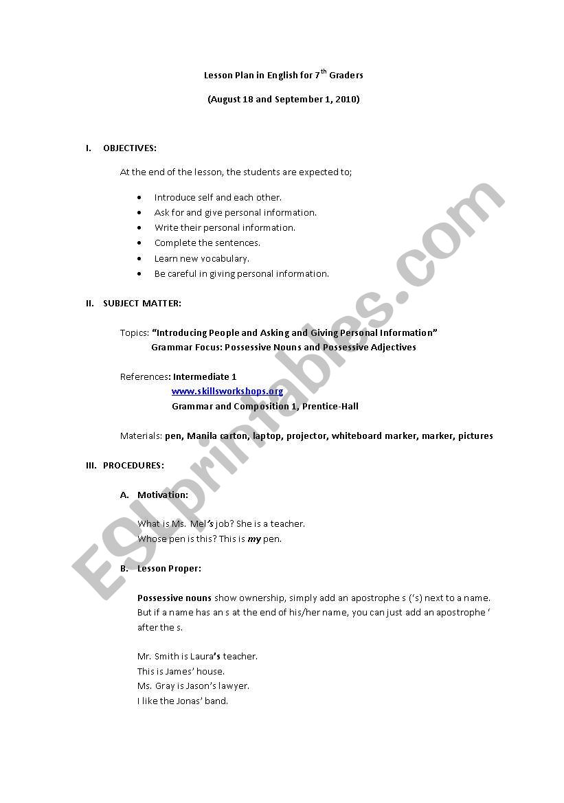 giving and asking personal information