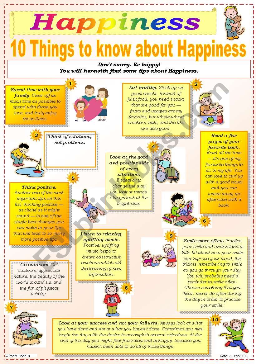 Happiness worksheet