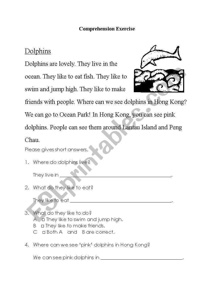 Comprehension Exercise 2: Dolphin