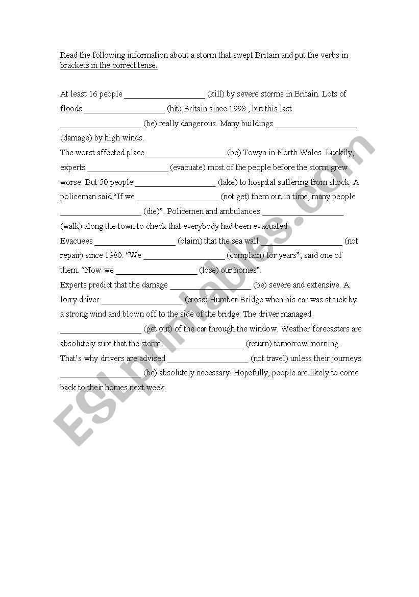 tenses worksheet