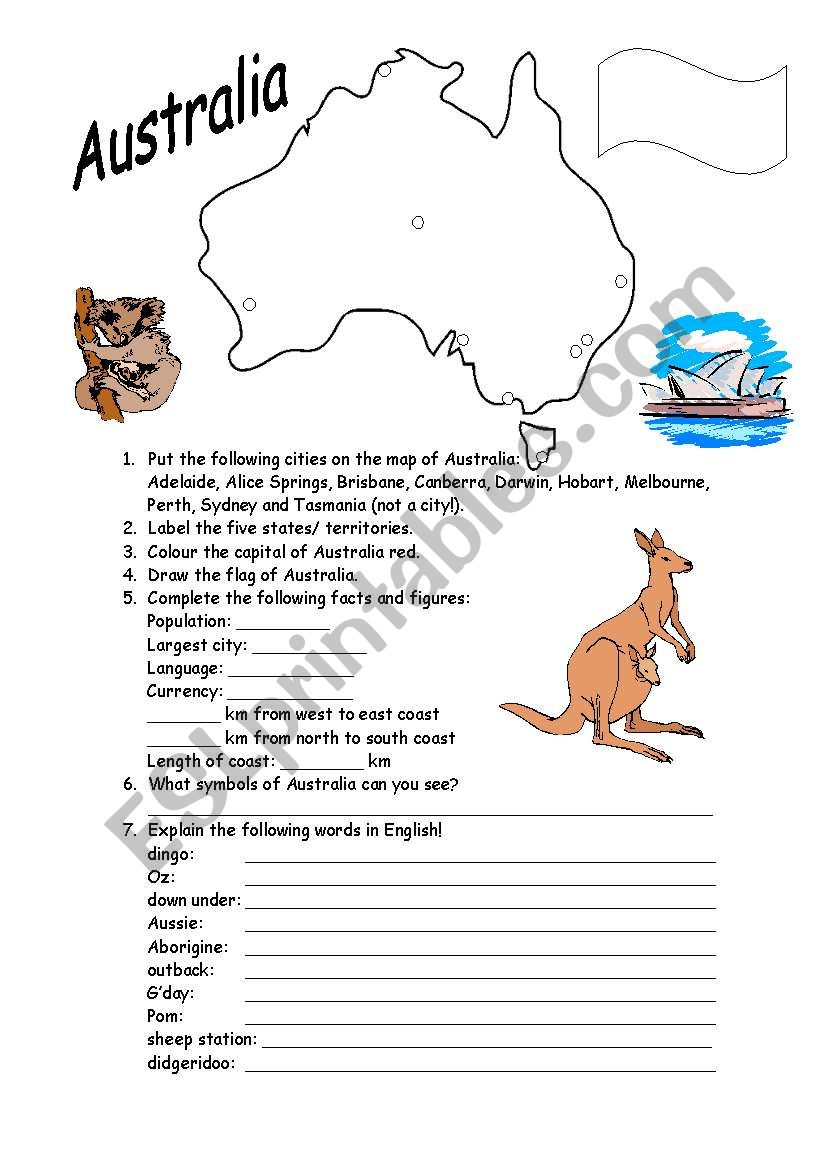 Australia worksheet