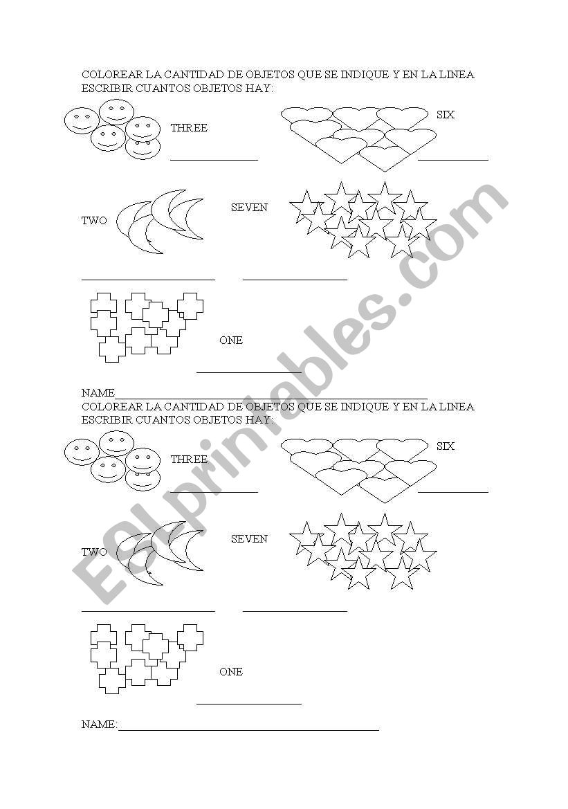 Numbers worksheet