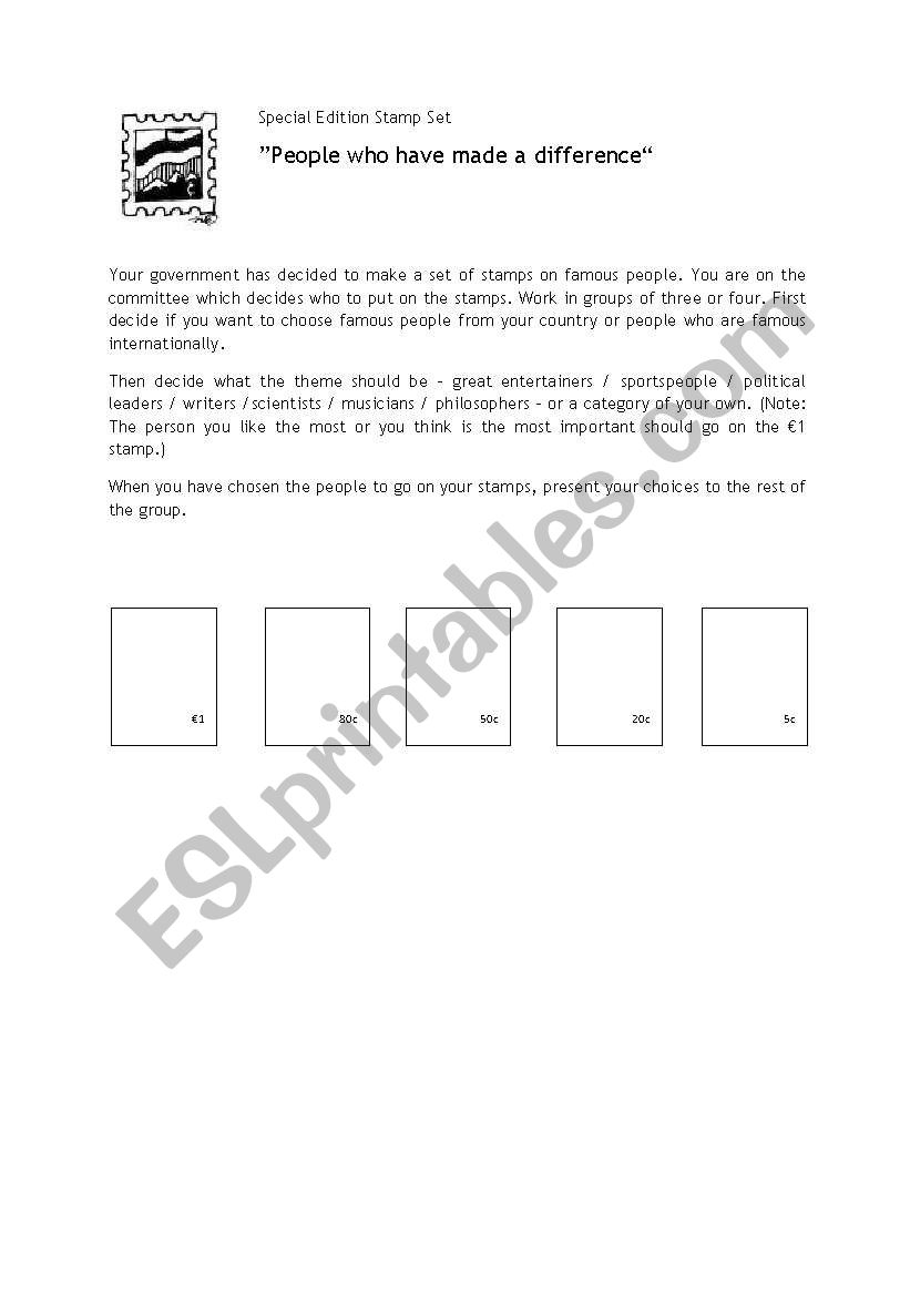 Special Edition Stamp Set worksheet