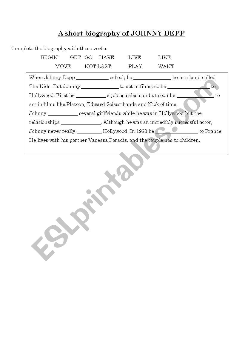 Simple Past worksheet