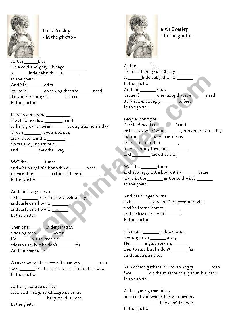 Elvis Presley - In the ghetto -lyrics