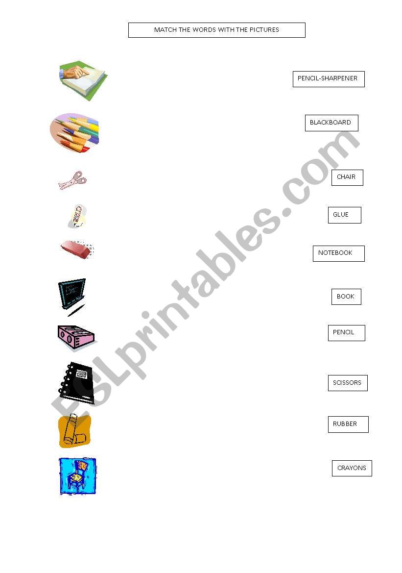 parts of the face matching worksheet