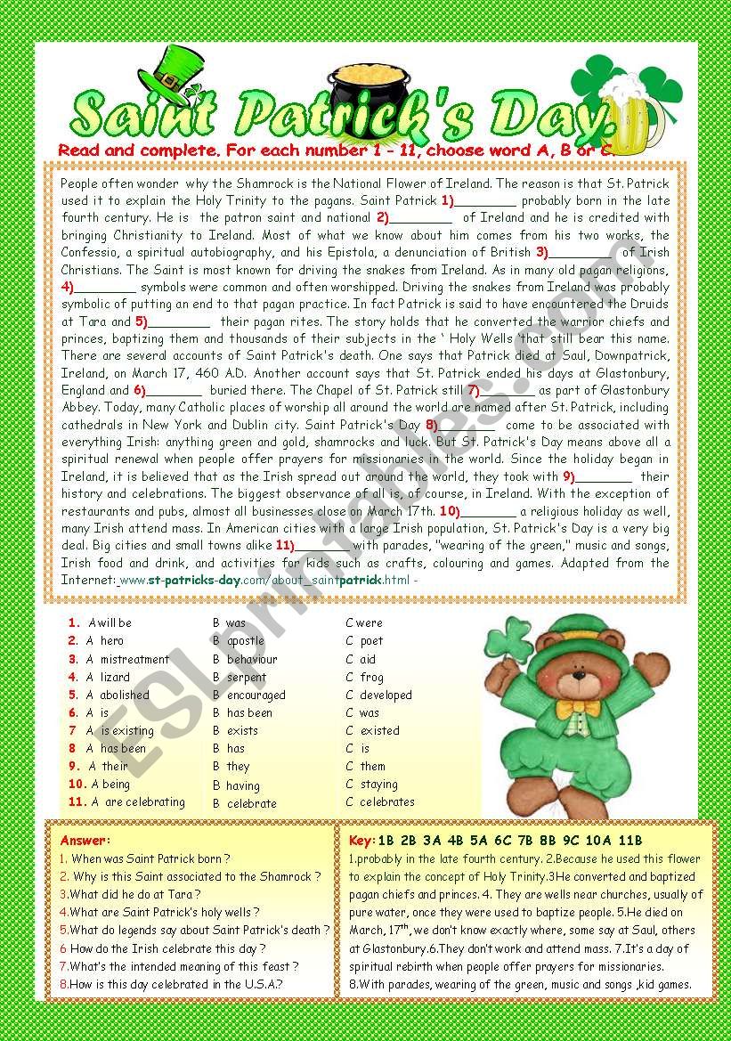 SAINT PATRICKS DAY. worksheet