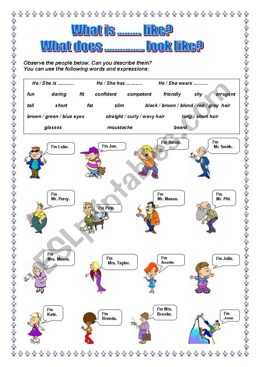 Talking about people´s personality and physical description