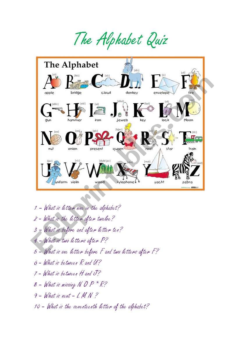 The alphabet quiz worksheet