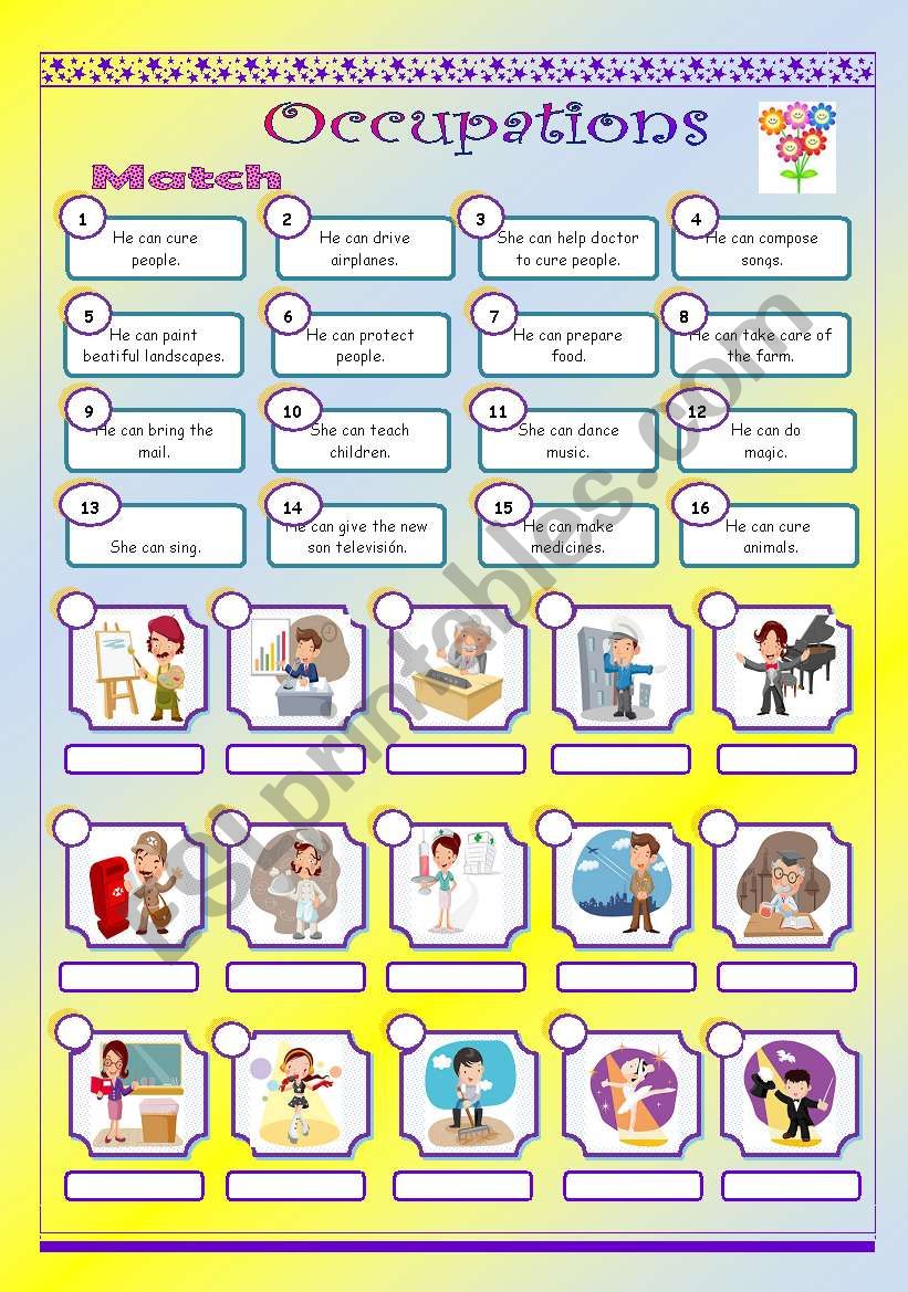 occupations and abilities worksheet