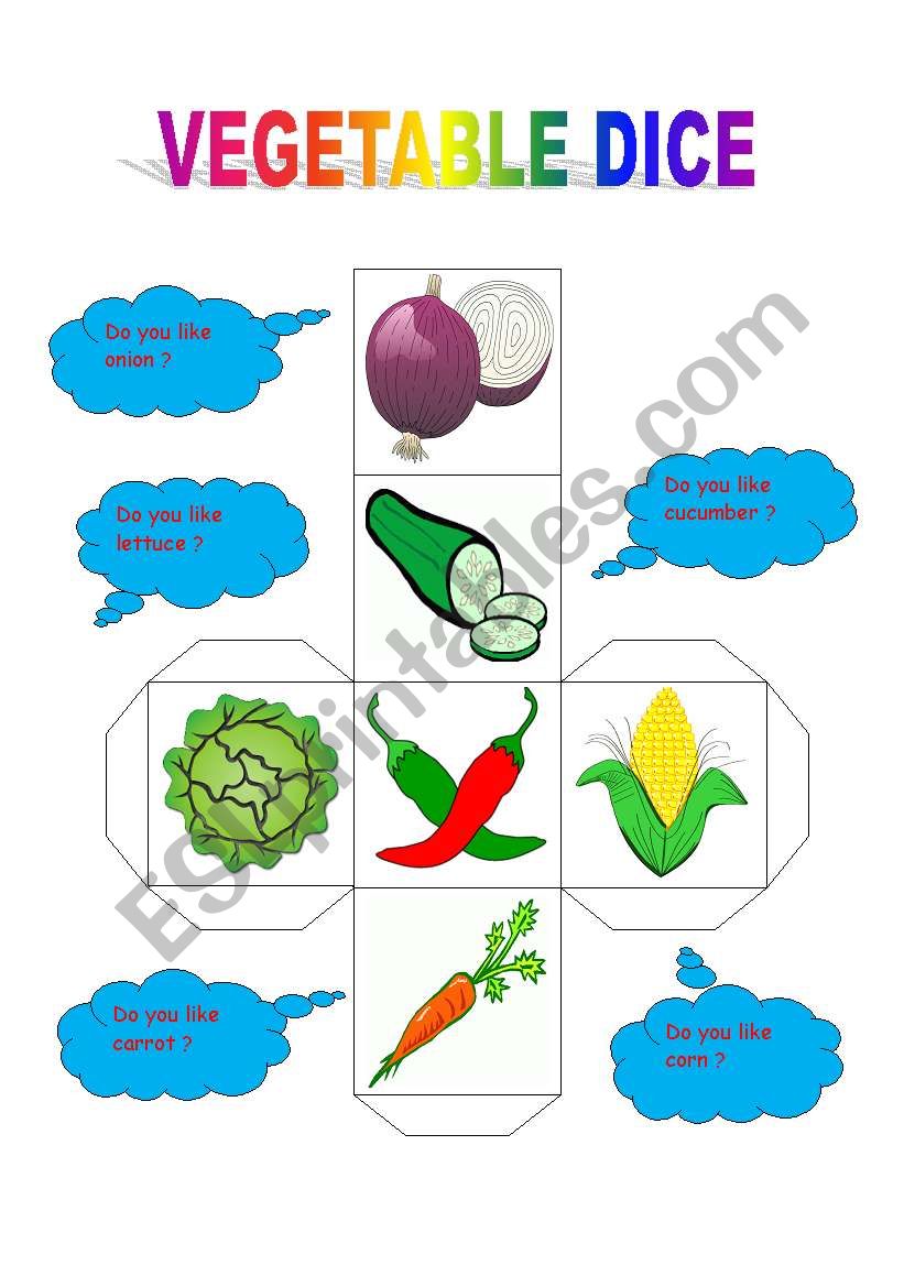 vegetable dice worksheet