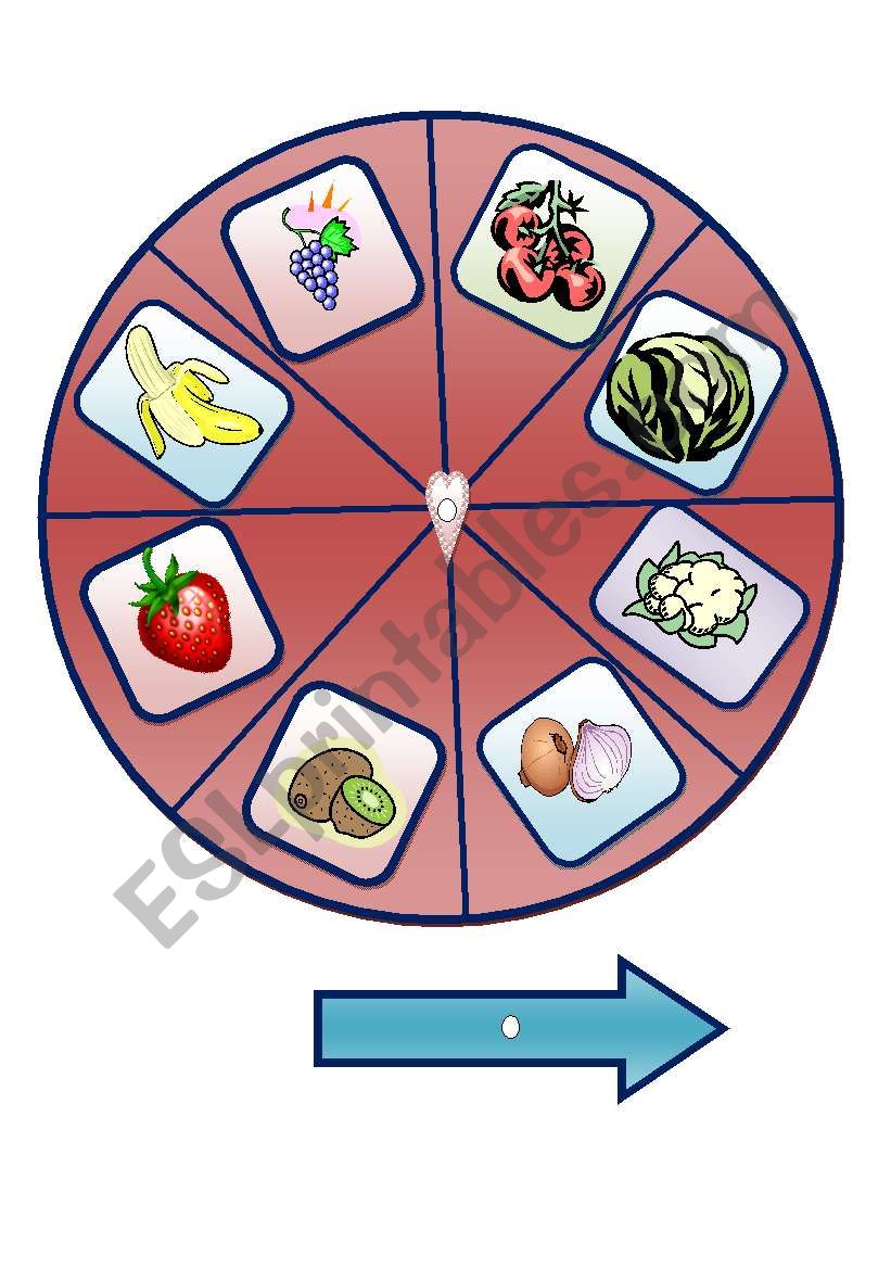 fruit and vegetable spinner - ESL worksheet by carme sammut