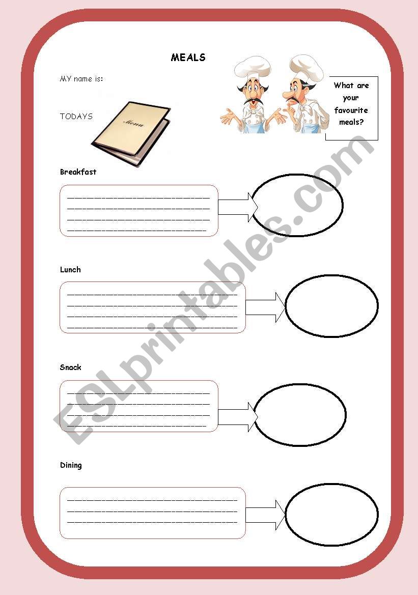 Meals worksheet