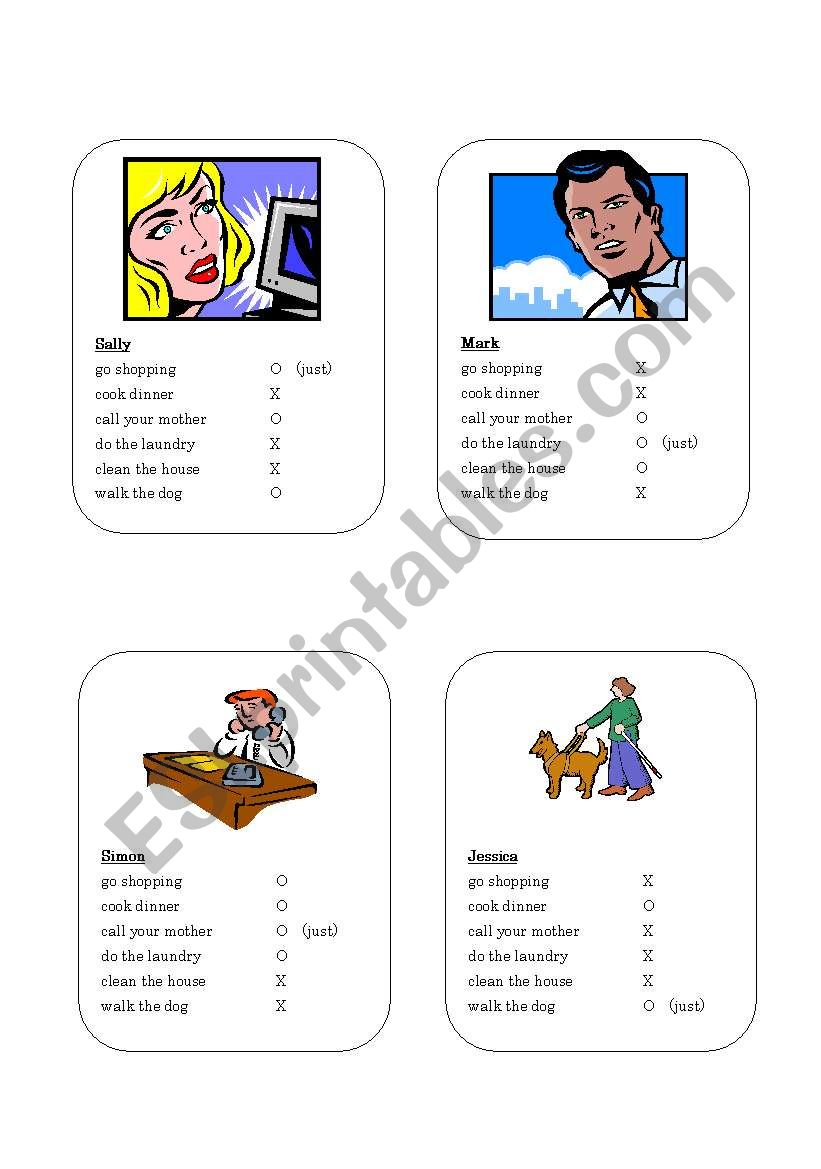 Present Perfect Character Cards and Interview Sheet