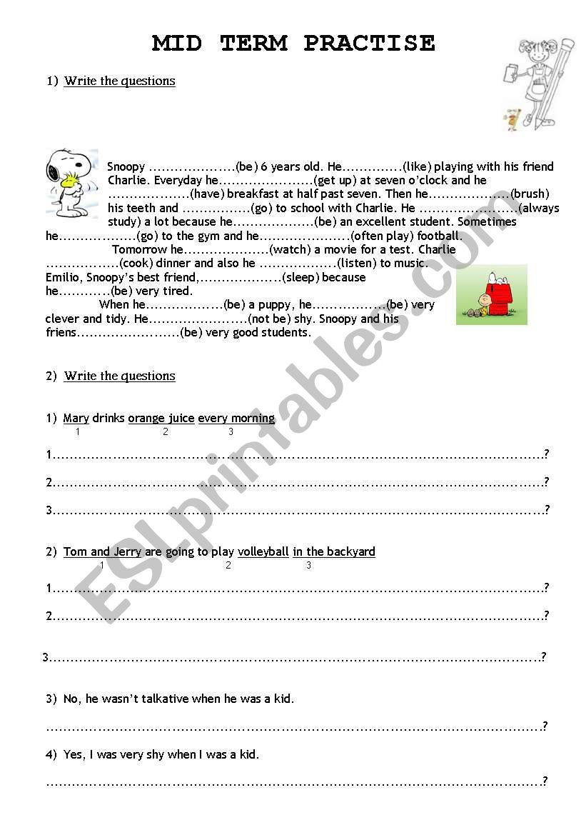 Practise worksheet