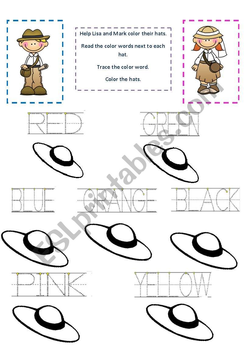 Colour my hat. worksheet