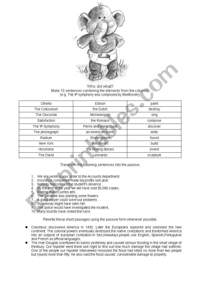 The passive form worksheet