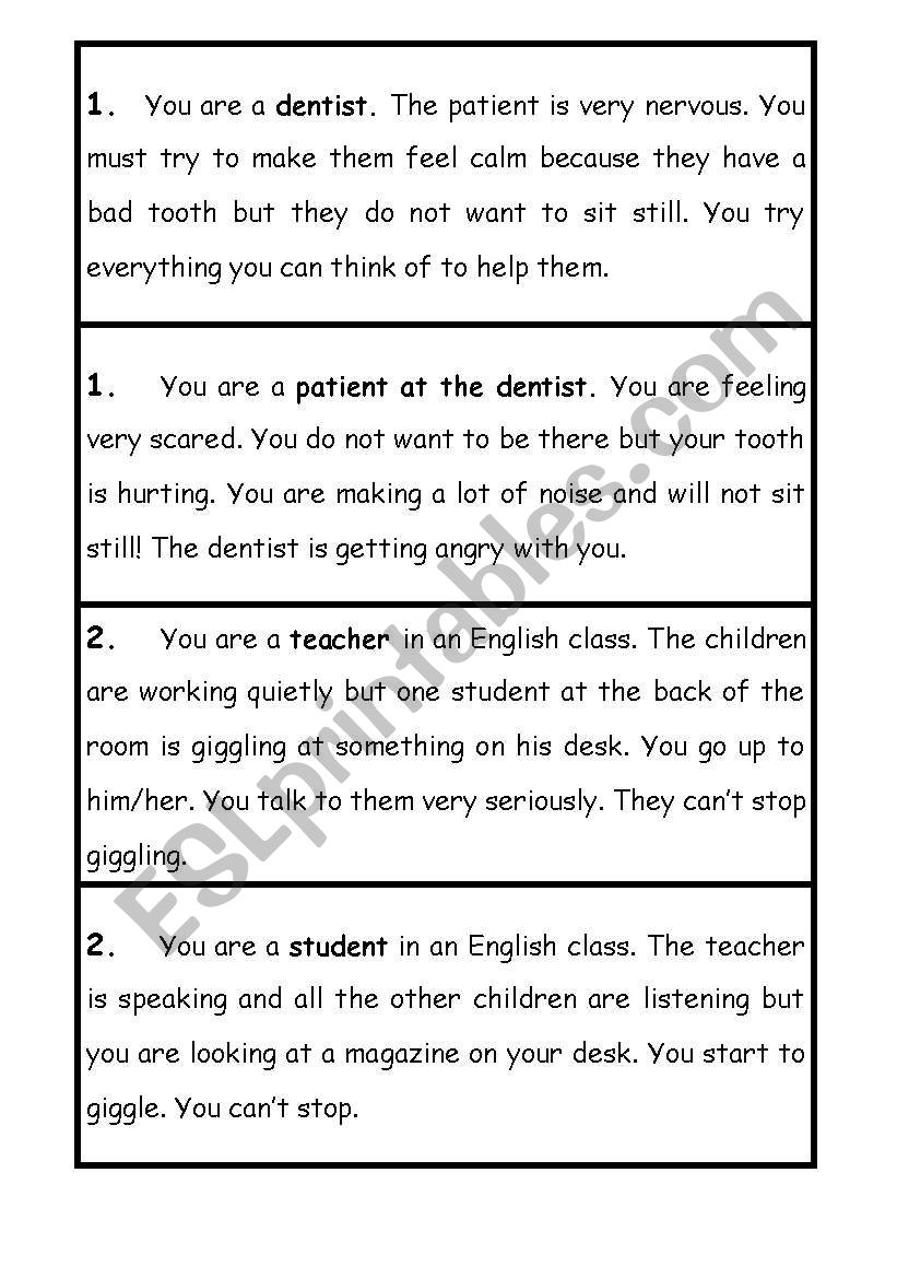 Role Play Scenarios Part 1 worksheet