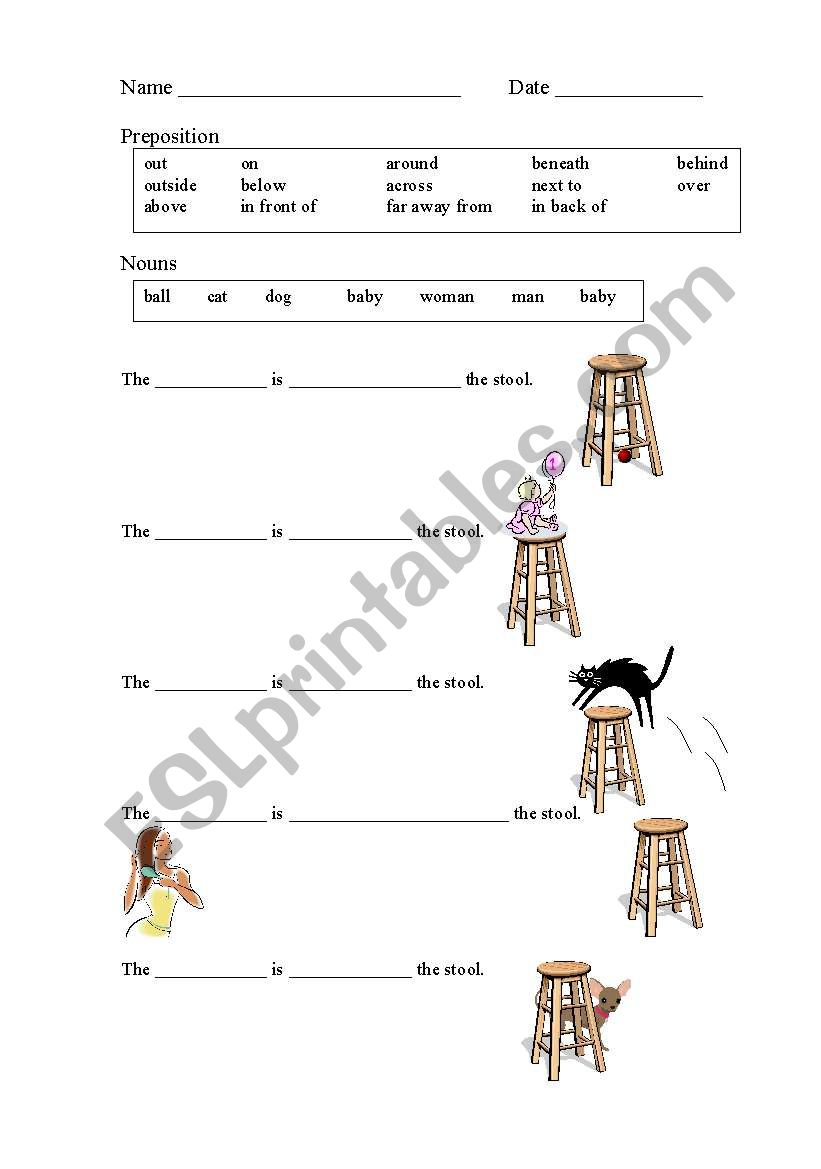 Preposition Worksheet worksheet