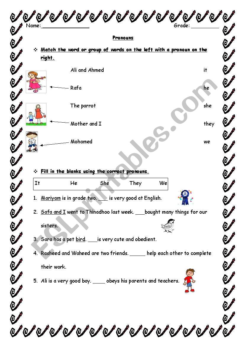pronouns worksheet