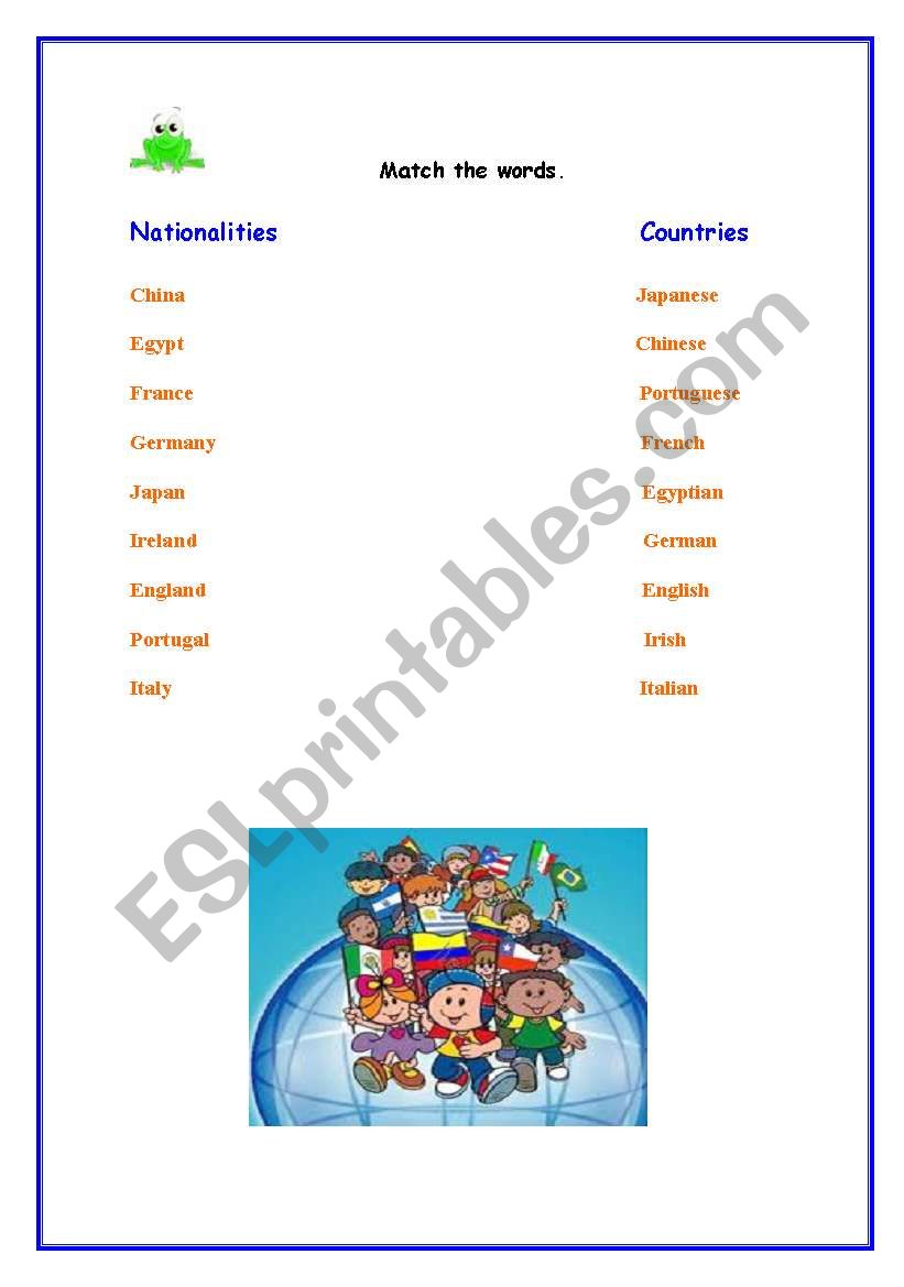 NATIONALITIES worksheet