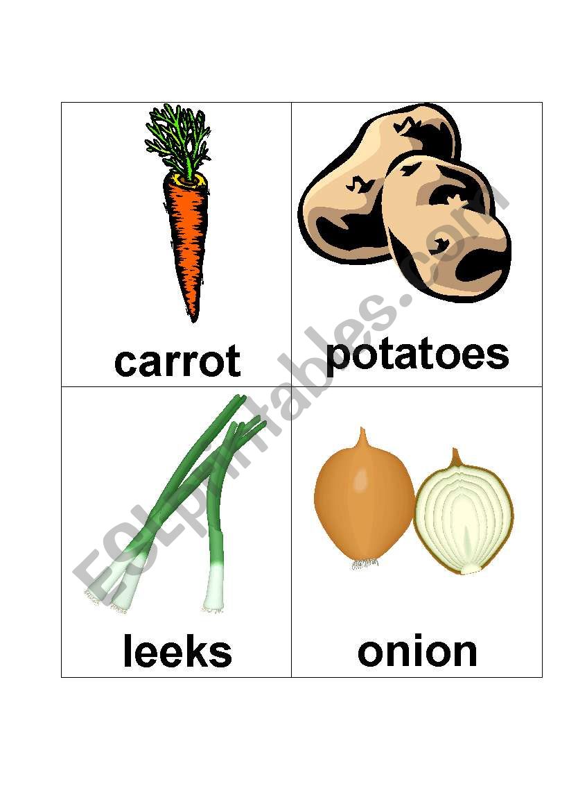 vegetable flash cards worksheet