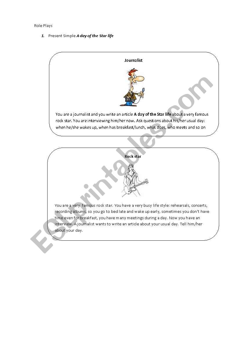 Present Simple role play worksheet