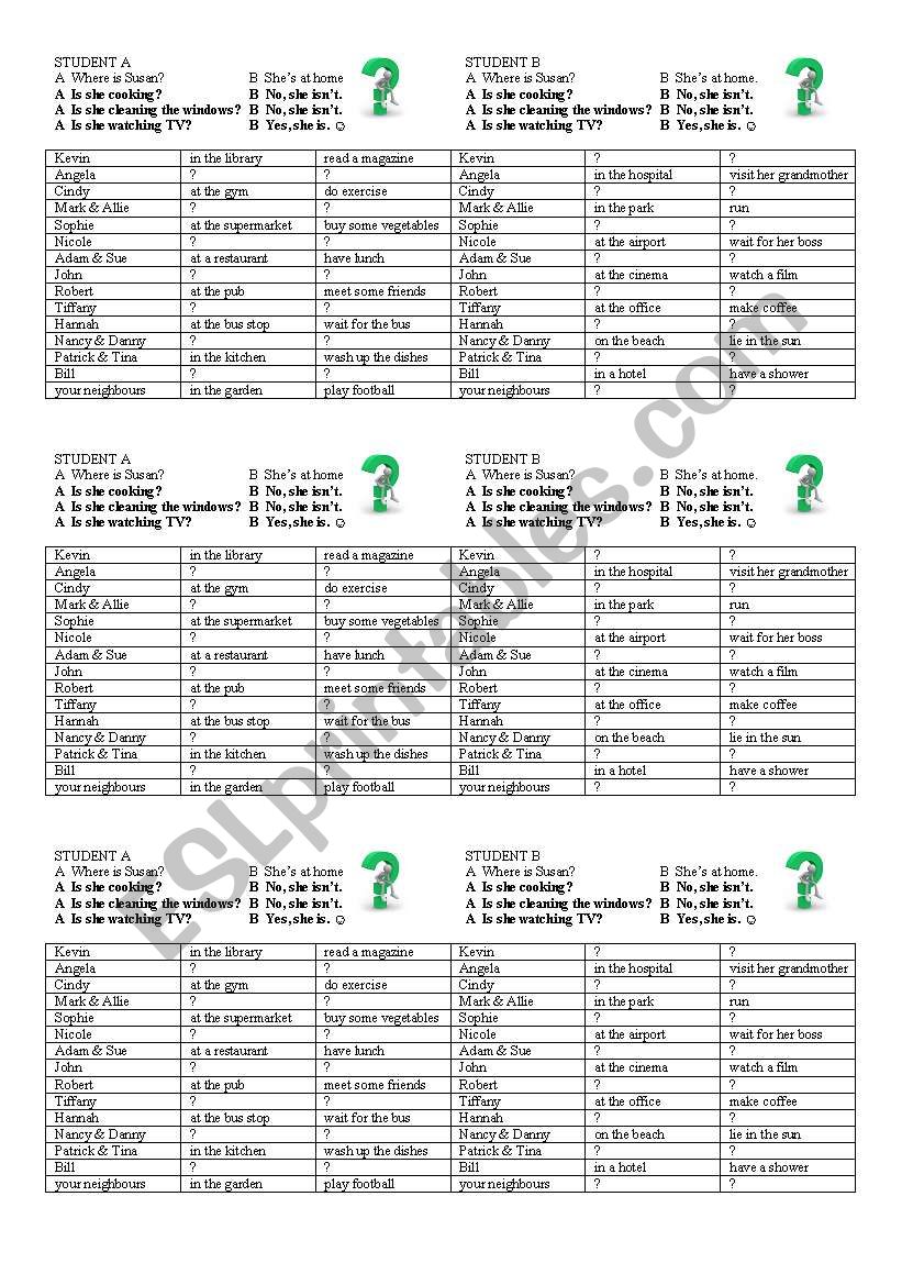 Present Continuous guessing game