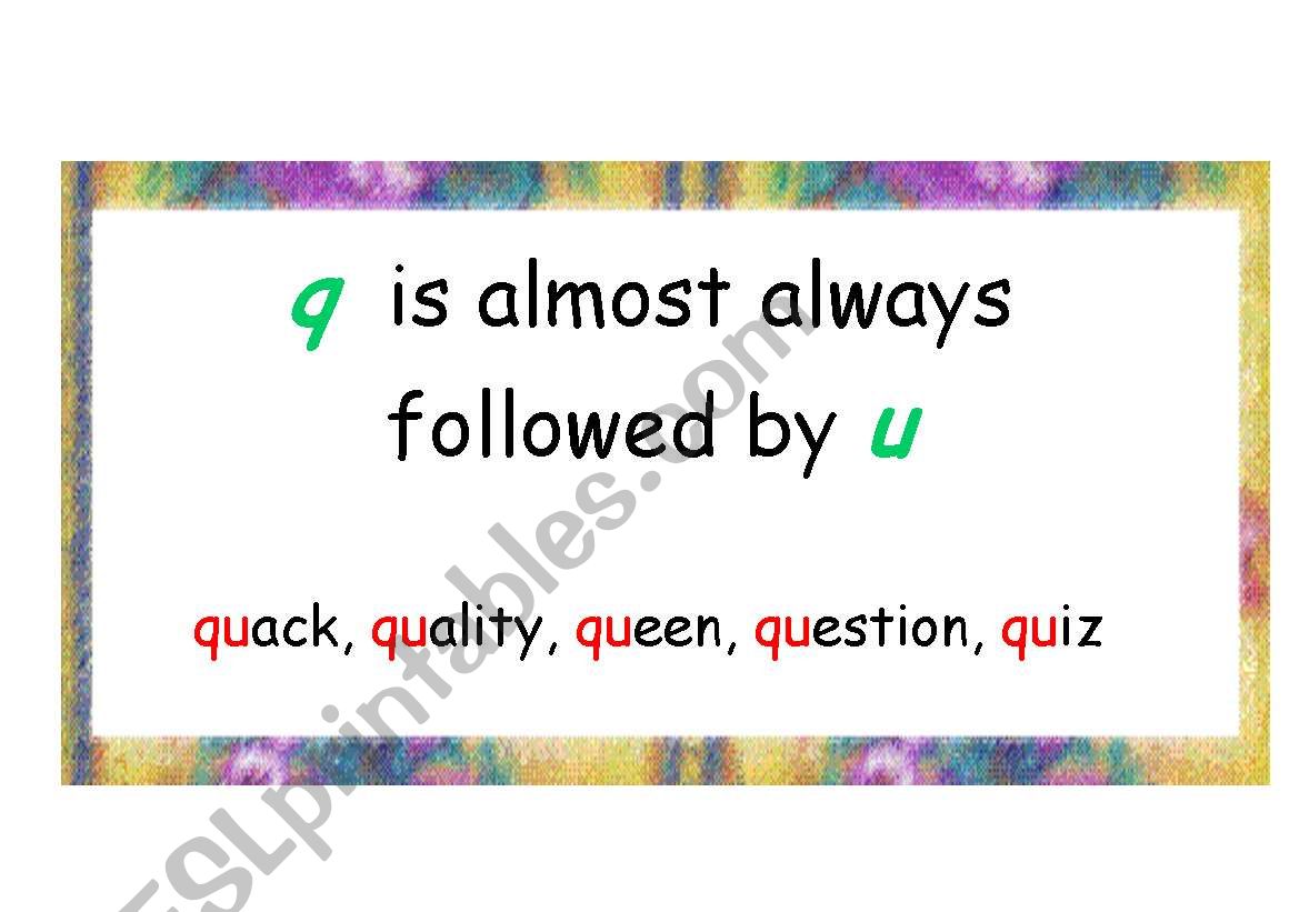 Spelling Rule (1) q worksheet