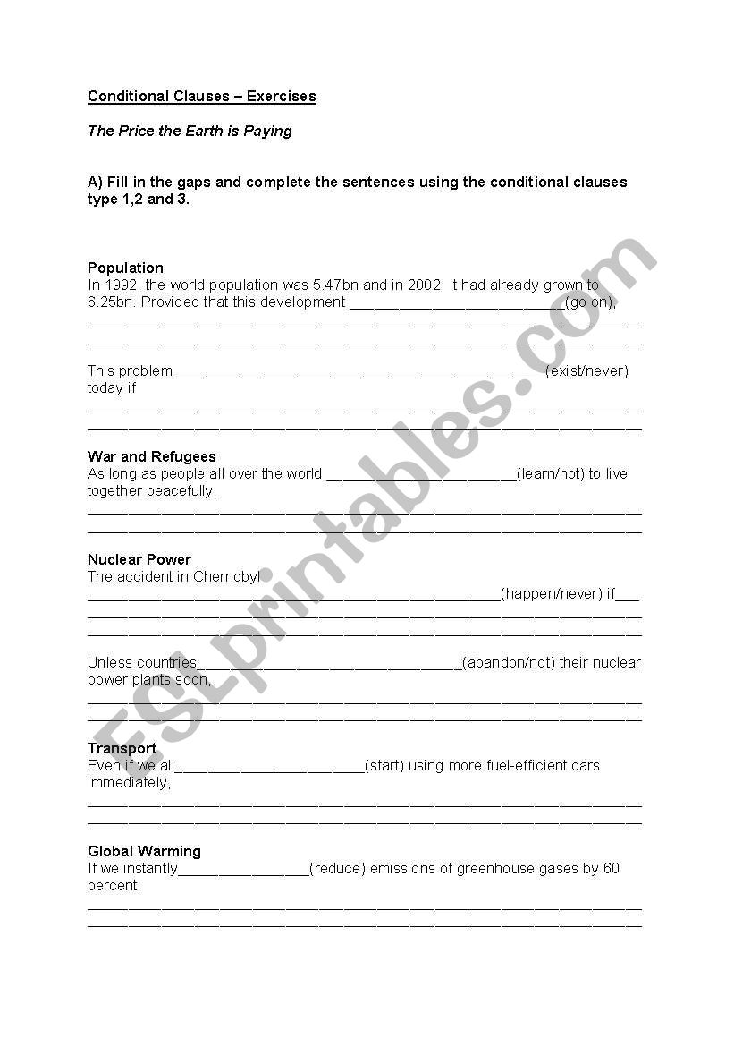 Conditional Clauses I-III to Nature and Environment