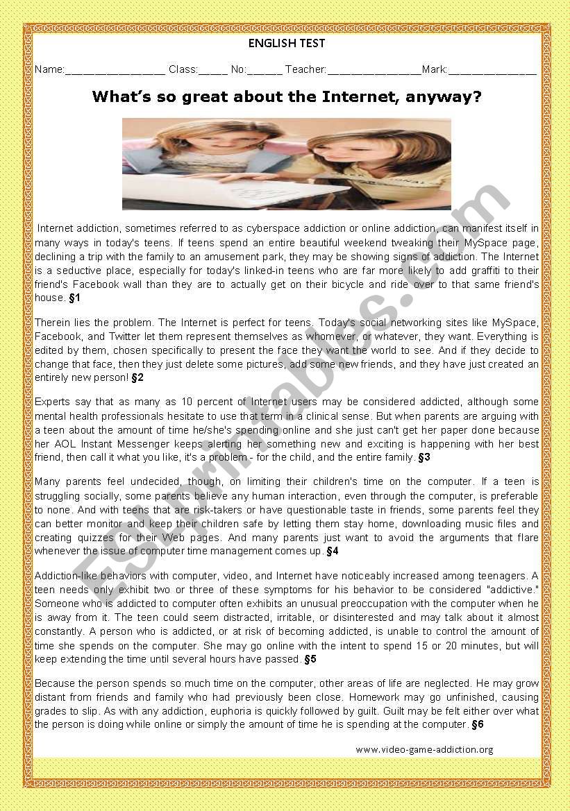 TEST - WHATÂ´S SO GREAT ABOUT THE INTERNET, ANYWAY?