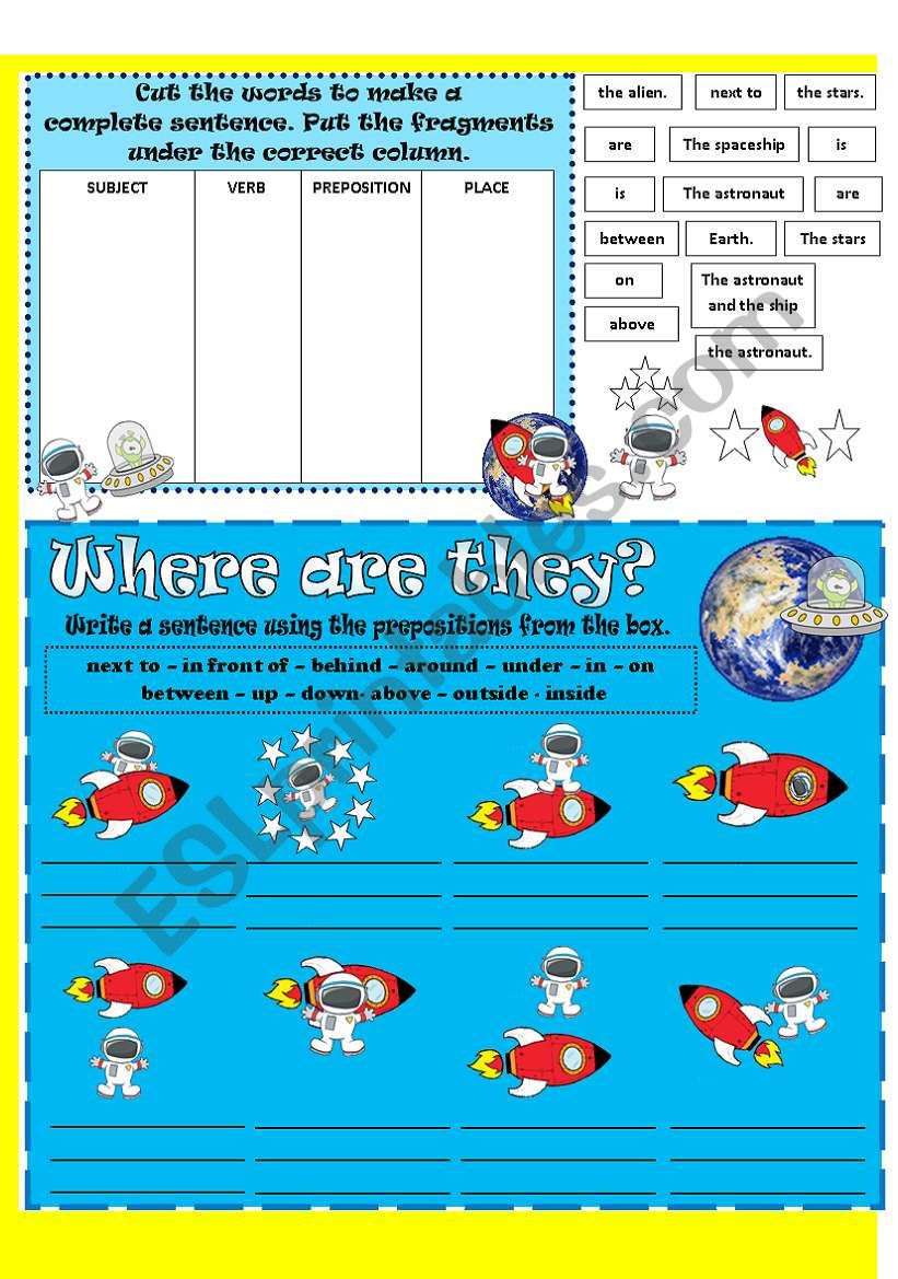 Space prepositions worksheet