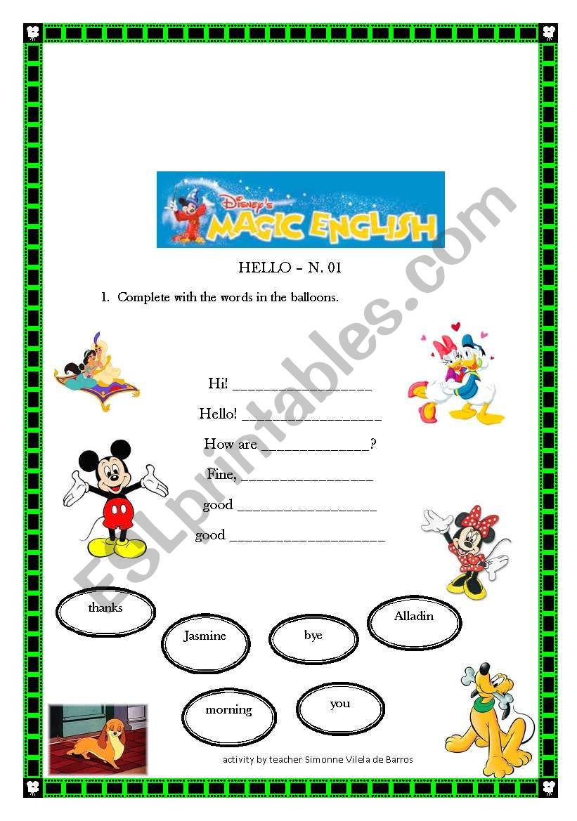 Hello - Magic English serie worksheet