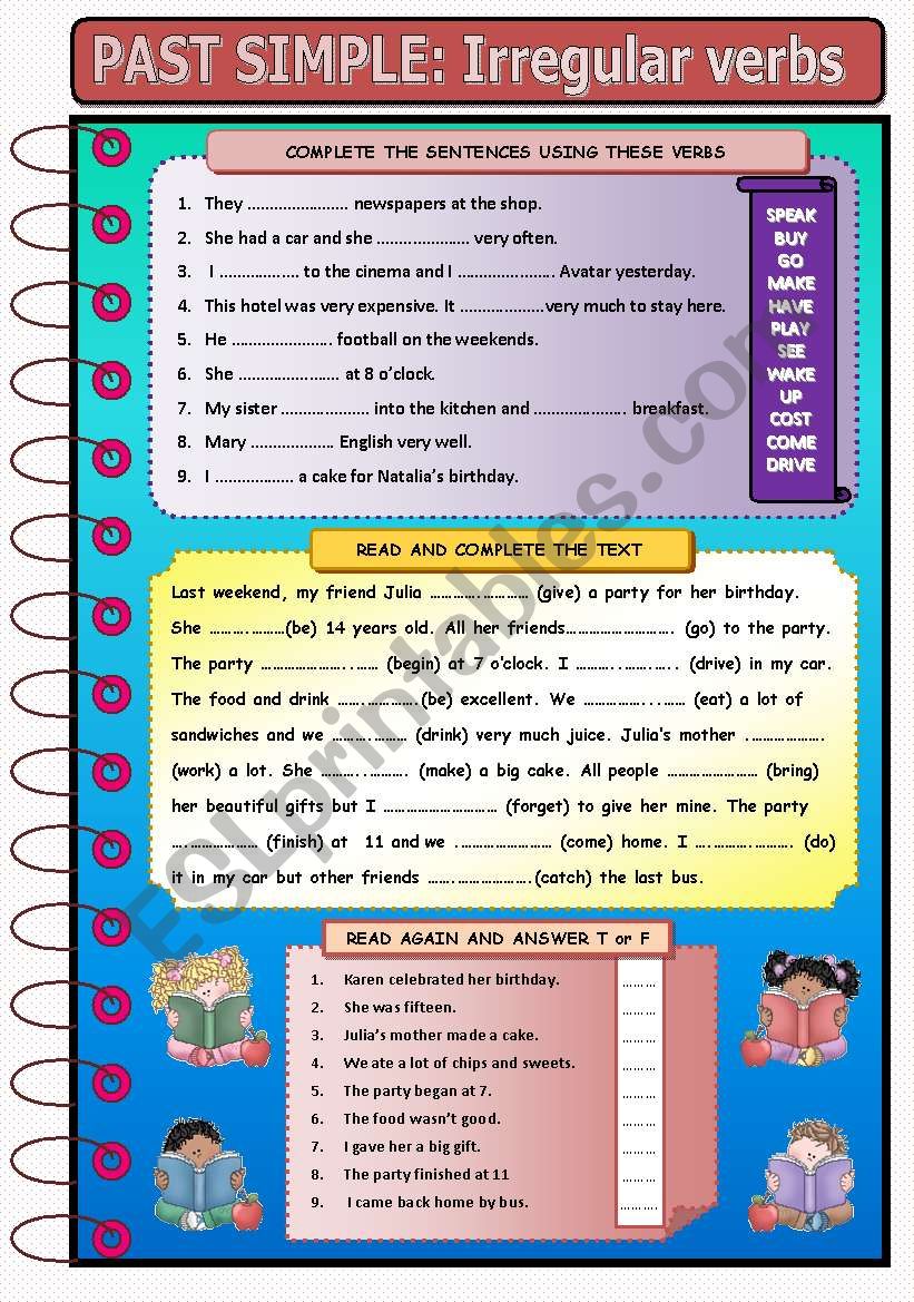 PAST SIMPLE: IRREGULAR VERBS (WB version and KEYS included)