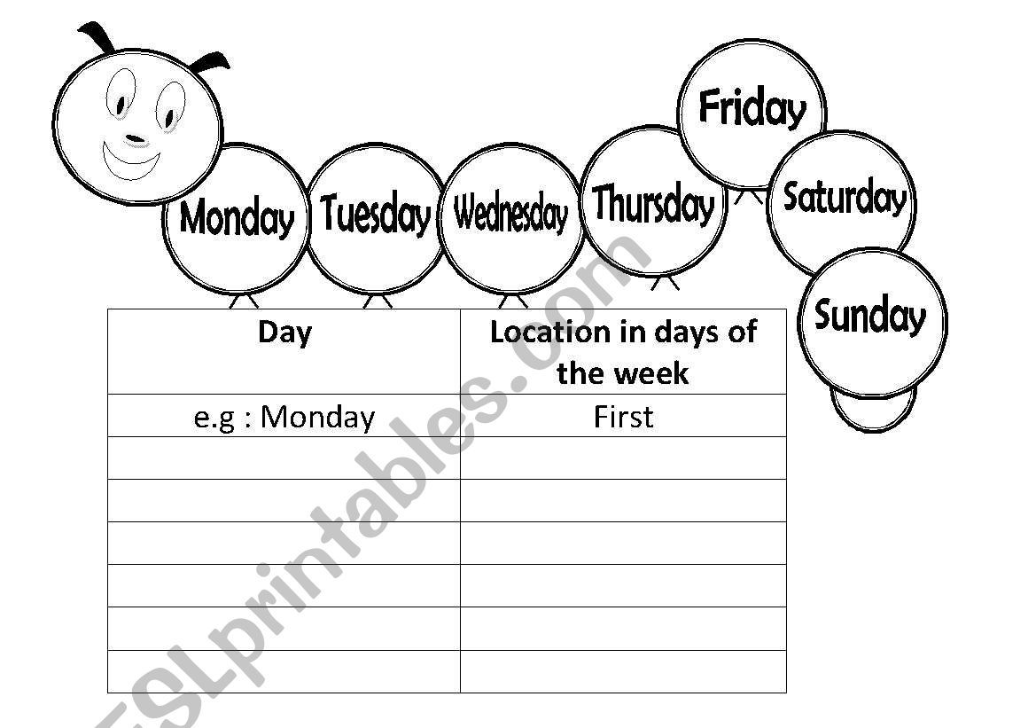 Days of the week worksheet