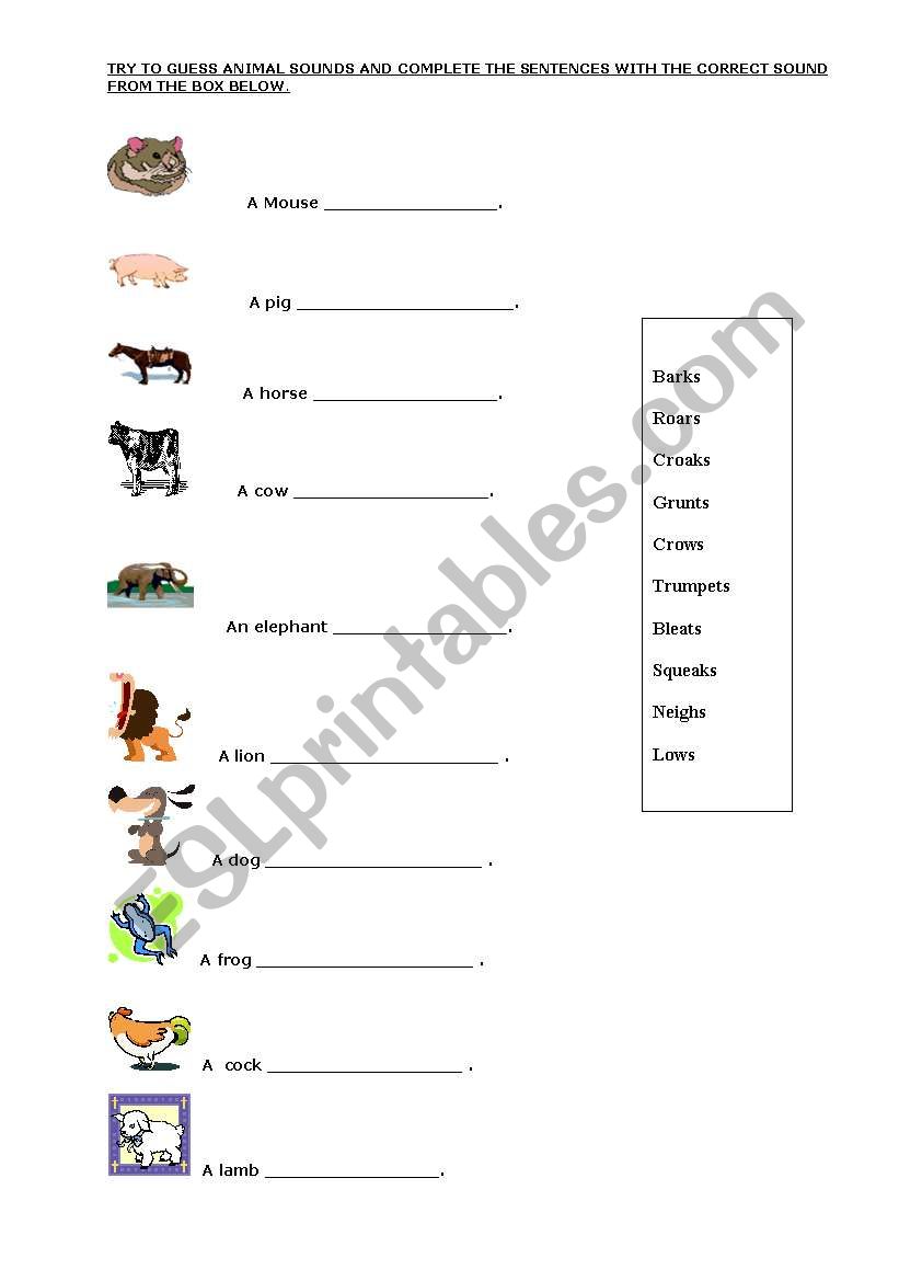 revision of some animals and guessing the animal sound
