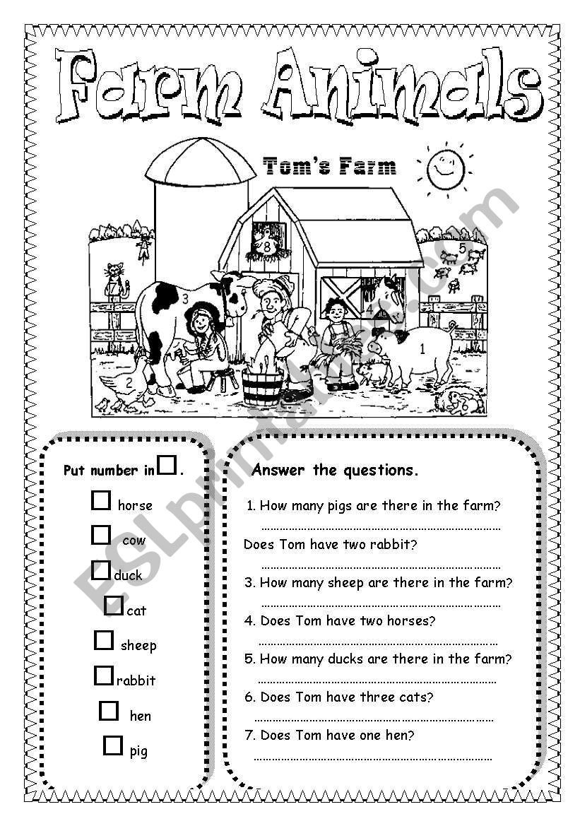 Farm animals worksheet