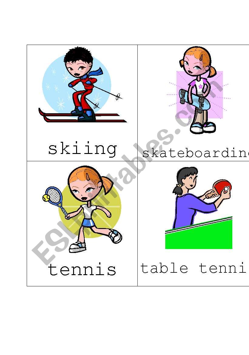 sport flash cards worksheet