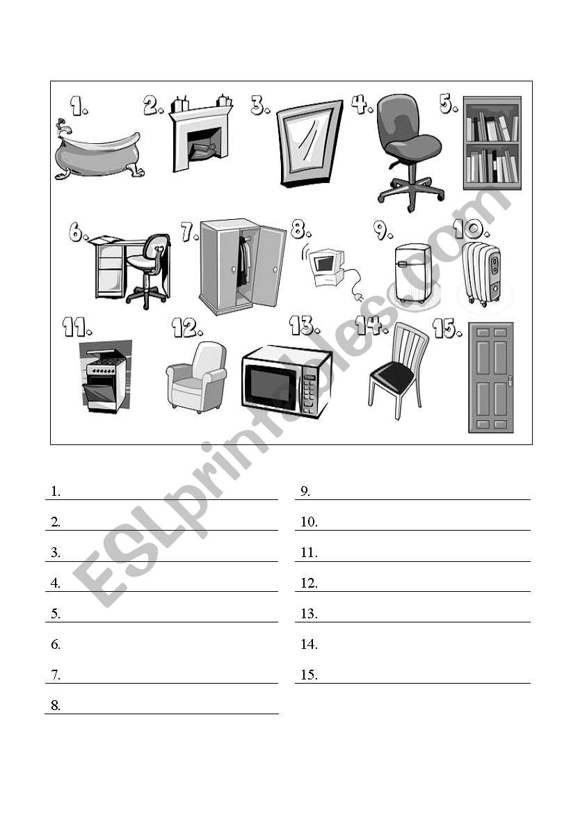 things in the house worksheet