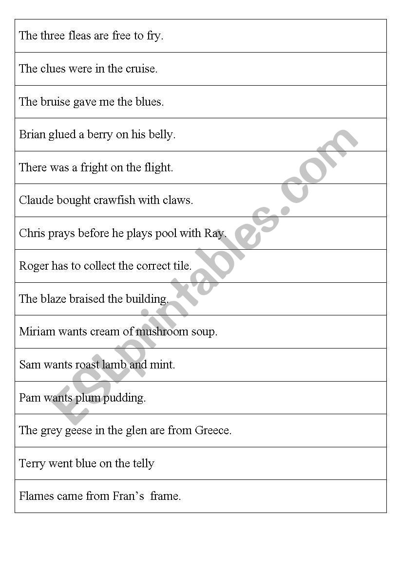 Fun  pronunciation practice worksheet