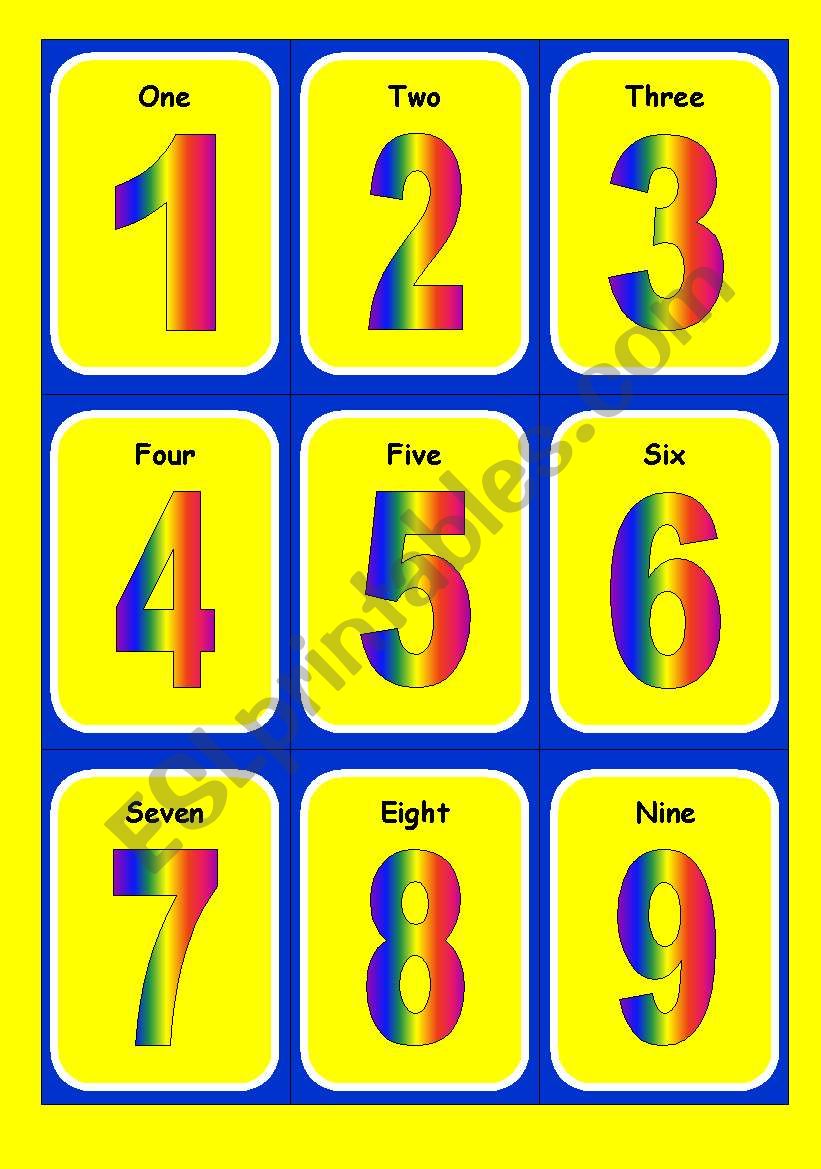 Number cards 1-36 worksheet