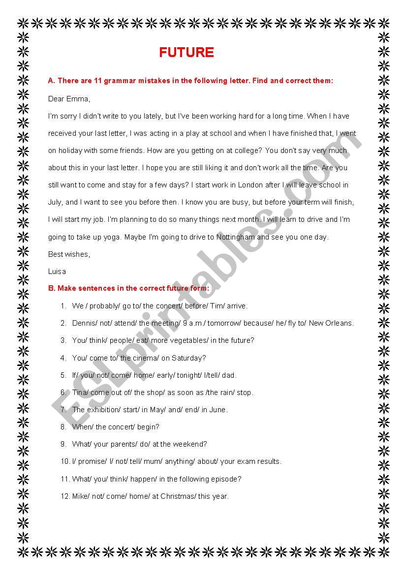 future tense worksheet