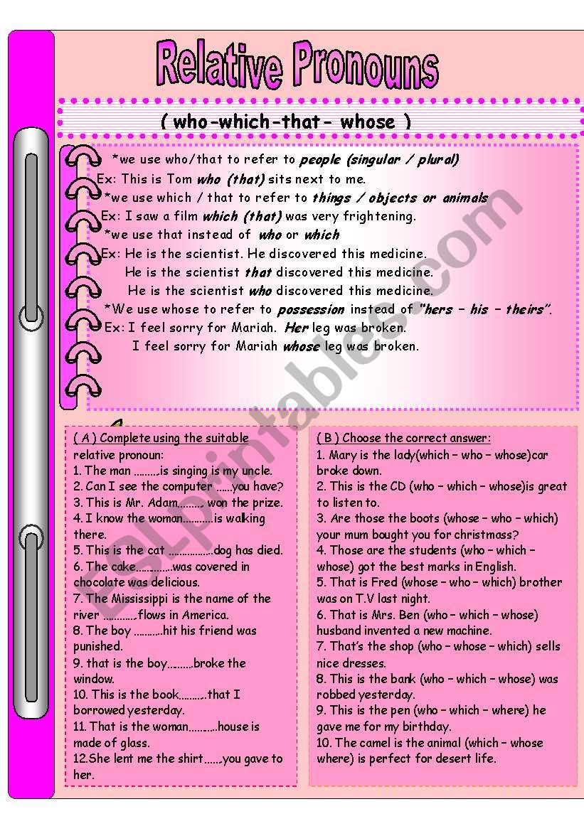 RELATIVE PRONOUNS worksheet