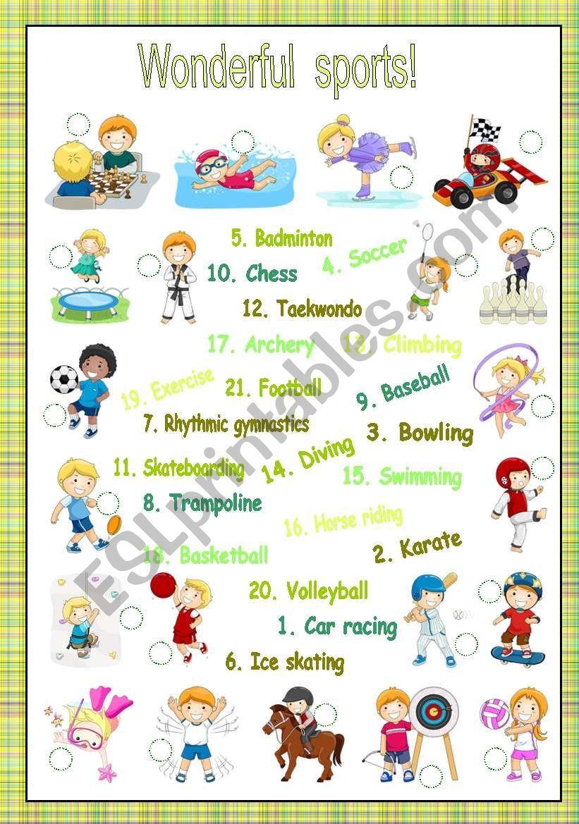 WONDERFUL SPORTS - MATCHING worksheet